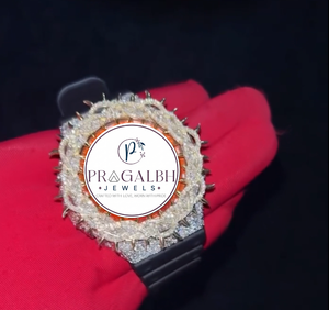 นาฬิกาเพชรหรู Pragalbh Jewels สไตล์ฮิปฮอป ประดับเพชรโมอิสซาไนต์  แบบควอตซ์  หน้าปัดเรียบง่าย สายยาง  สำหรับทุกเพศ เหมาะสำหรับเป็นของขวัญ - Product Image 4