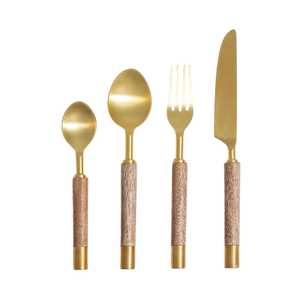Ensemble de 5 couverts de luxe modernes de style américain plaqués or, manche torsadé, en acier inoxydable, pour mariage, dîner, fête - Product Image 3