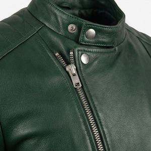 Chaqueta de cuero para motociclistas con puños estilo cremallera, botones a presión y correas, acabado semi-anilina, equipo de protección para motociclismo en color personalizado. - Product Image 4