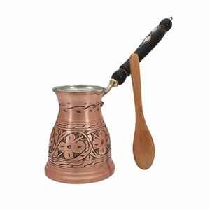 Cafetera Turca Premium Cezve, Cafetera Árabe Ibrik, Base de Cobre, Mango de Madera, Calentador de Leche, Olla para Derretir Mantequilla - Product Image 4