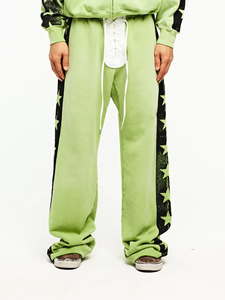 Unisex Flare Sweatpants Trousers Stacked Pants Printed Fleece <b>Joggers</b> - Product Image 3