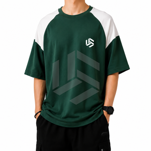 T-shirt Homme Oversize à Imprimé Géométrique Manches Courtes Col Rond Formel Streetwear Vert Blanc Respirant Tricoté Polyester Numérique - Product Image 1