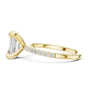 Anillo de Compromiso de Joyería Fina con Diamante Cultivado en Laboratorio de Corte Esmeralda de 2 Quilates y Piedras Laterales, Oro Sólido de 10K, 14K, 18K, Certificado IGI, Color E - Product Image 2