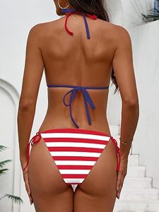 Ensemble de bikini triangle pour femme, maillot de bain deux pièces coquin à nouer avec anneau en O - Product Image 6
