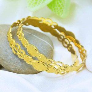 Minimal Wave Design Gold Plated Alloy <b>Bangles</b> Pair Traditional Ethnic Women's Wedding Festival Party Daily Wear - Product Image 6
