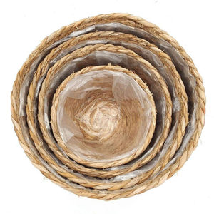 Ensemble de paniers en jonc de mer tressé naturel avec doublure intérieure, support de pot de fleurs emboîtable, panier de rangement pour la décoration intérieure et de jardin - Product Image 2