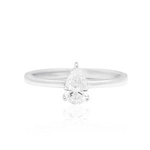Anillo solitario de oro blanco de 14 quilates, anillo de boda clásico regular con una sola piedra para mujer, joyería fina nupcial elegante de lujo unisex - Product Image 3