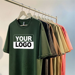 T-shirt vintage pour homme, coupe oversize, épaules tombantes, personnalisable avec logo, style streetwear, 100% coton, effet délavé à l'acide, vente en gros - Product Image 1