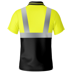 Polo de sécurité haute visibilité Classe 2 Réfléchissant Jaune Noir Vêtements de travail pour les ouvriers du bâtiment - Product Image 4