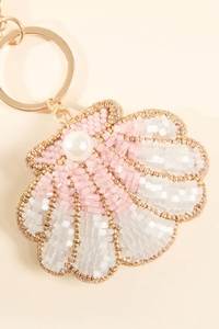 Porte-clés Coquillage Perlé, Breloque Esthétique Côtier, Accessoire de Sac en Perles et Coquillages, Cadeau de Plage - Product Image 1