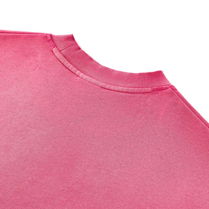 Camiseta Corta Oversize Rosa para Hombre, Cuello Redondo, Manga Corta, Tejida, Color Sólido, Diseño Casual Liso - Product Image 6