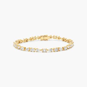 Lab-Grown Diamond Emerald-Cut Filled Fancy Array Luxury Tennis <b>Bracelet</b> in 14K Yellow Gold - Product Image 1