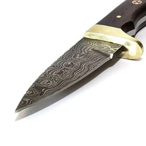 Couteau à lame fixe en acier Damas fait main avec manche en bois, couteau de chasse à pointe tombante, bord droit, usage extérieur, vente en gros OEM - Product Image 4