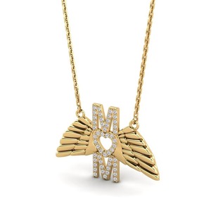 M Initial 925 Silver Moissanite Pendant With Wings And <b>Heart</b> Zircon <b>Charm</b> Unisex Fashion Necklace - Product Image 2