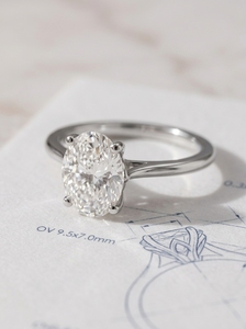 Oval Moissanite Engagement <b>Ring</b> S925 Sterling Silver Classic Anniversary Fine Jewelry for Women - Product Image 1