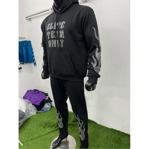 Cheap rate Stylish Rhinestone Sweat Suit Men USA Bling <b>Tracksuit</b> Hoodie Jogger Set Affordable Wear - Product Image 4