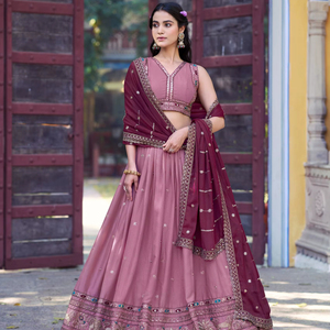 Lehenga Choli Tradicional de Verano en Georgette para Mujer, Listo para Usar en Bodas y Fiestas, con Materiales Reciclados - Product Image 1