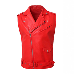 Chaleco de Cuero PU de Primera Calidad con Estampado de Bandera Americana, Estilo Motero, Cierre de Cremallera Frontal, Cuello Camisero, Ropa Exterior para Hombre - Product Image 3