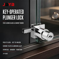 Serrure à piston en alliage d'aluminium chromé JAYA pour vitrine coulissante, fenêtre et portes de meubles