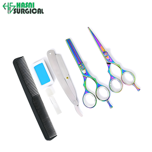 Kit d'outils chirurgicaux à marque privée pour barbier : ciseaux de coupe et d'éclaircissement de cheveux avec rasoir droit - Product Image 2