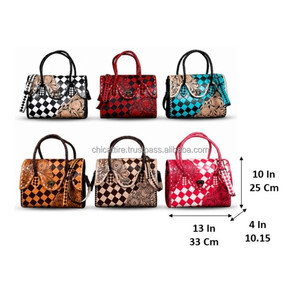 Latest Checkered Luxury Hand Tooled Genuine Cow Leather Crossbody Tote Bag <b>Large</b> Capacity Elegant Shoulder <b>Purse</b> for Women - Product Image 2