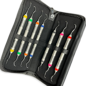 Juego de 7 Curetas Dentales Periodontales Gracey de Doble Punta con Mango Especial de Acero Inoxidable, Instrumentos Dentales con Estuche - Product Image 1