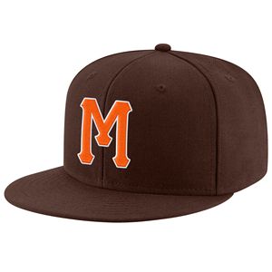 หมวกแก๊ปสีน้ำตาล 6 แผง ปักลายสีส้มขาว แบบ Snapback สำหรับทุกเพศ สวมใส่สบายๆ - Product Image 1