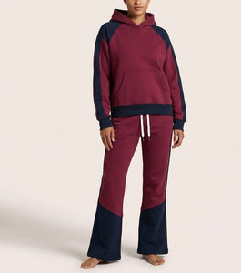 Conjuntos Deportivos de Forro Polar de Invierno Personalizados de Alta Calidad OEM, Conjuntos de 2 Piezas con Bloques de Color en Contraste, Fabricante - Product Image 2