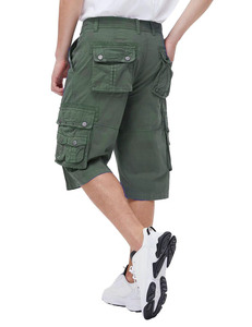 Shorts en coton pour hommes, taille élastique, décoration numérique vintage, shorts cargo 100% coton pour hommes, décontractés, été, randonnée - Product Image 2