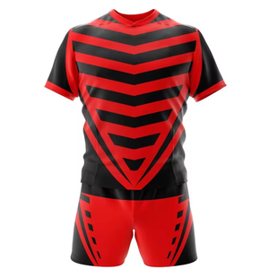 เสื้อรักบี้ลายทางสีแดงดำสำหรับผู้ชาย Tiger Rugby แบบซับลิเมชั่น แขนสั้น ระบายเหงื่อได้ดี ทรงพอดีตัว - Product Image 2
