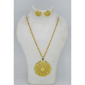 Pendiente de aleación chapada en oro étnico, conjunto de colgante de cadena, conjunto de colgante de joyería de diseñador de exportación inspirado tradicional de moda, pendiente de cadena - Product Image 5