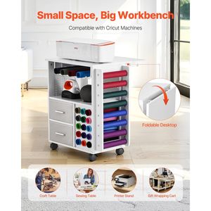 Carrello Portaoggetti con 2 Porte USB e Ruote, Compatibile con Macchina Cricut, Postazione di Lavoro per Artigianato, Organizza il Tuo Spazio di Lavoro! - Product Image 6