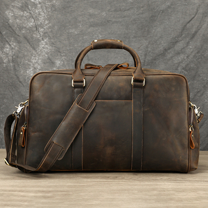 Full Grain Leather Travel Carry on <b>Bag</b> Weekender <b>Overnight</b> Gym Sports Luggage <b>Bags</b> Genuine Leather Duffle <b>Bag</b> for Men - Product Image 1