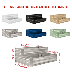 Lits de jardin surélevés modulaires en acier galvanisé en gros, design empilable pour l'extérieur, pour les légumes, approvisionnement en usine GB012 - Product Image 2