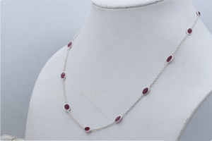 Wholesale 925 Sterling Silver <b>Ruby</b> Gemstone <b>Necklace</b> for Women Classic Oval Cut Fine Chain Jewelry Gift - Product Image 6