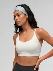Women Y <b>Back</b> Sports <b>Bra</b> Thin Spaghetti Straps Scoop Neck Removable Padded Workout Yoga Bralette <b>Low</b> Impact Fitness Top - Product Image 3