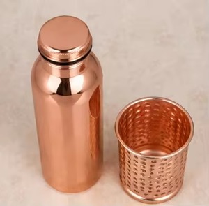 Antique Finished Copper Water Vintage Metal Thermos Bottle With Black Lid Portable <b>Drinkware</b> Brown Leopard Print Design - Product Image 4
