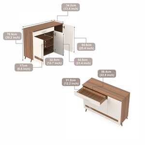 Étagère à chaussures autoportante Kaspen avec 3 portes à fentes réglables - Product Image 5