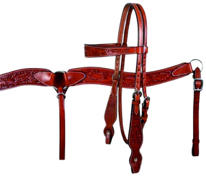 EquiElite Exports Luxury Handmade Tooled Leather Western Horse Tack Set Adjustable Headstall Breast Collar Full/Cob/ Sizes - Product Image 4
