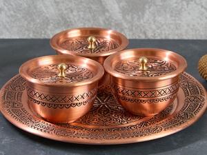 Handcrafted Hammered Copper Eco-Friendly Dishwasher Safe Spice Containers Lids Vintage Design Airtight Food <b>Storage</b> <b>Kitchen</b> Set - Product Image 1