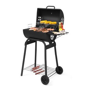 Griglia a Carbone a Barile con Tavolino Laterale e Ruote per Barbecue all'Aperto, Campeggio, Picnic e Uso in Patio - Product Image 6