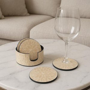 Classic Eco-Friendly Mop Coasters Pearl Lacquered Mosaic Handmade <b>Teacup</b> Gift for Kitchen Table Hot Drinks - Product Image 1