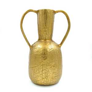Vase à fleurs moderne en aluminium doré, fait main, léger, centre de table, décoration pour mariage, baptême, accent décoratif pour la maison - Product Image 1