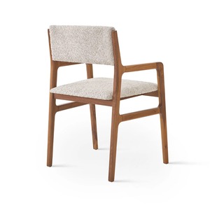 Silla de Comedor de Madera Maciza de Primera Calidad, Tapizada en Tela, con Reposabrazos, Diseño Contemporáneo, Muebles para Hostelería - Product Image 4