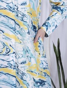 Abaya moderne 2026, nouveau style, robe islamique modeste, vêtement musulman, robe longue ouverte sur le devant pour femmes, polyester, col en V floral - Product Image 3