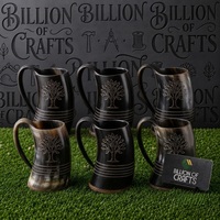 Mug à boire authentique en corne de buffle, fait main, style Viking, tasse à bière médiévale, vaisselle rustique haut de gamme, objet d'art et de collection