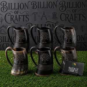 Mug à boire authentique en corne de buffle, fait main, style Viking, tasse à bière médiévale, vaisselle rustique haut de gamme, objet d'art et de collection - Product Image 5