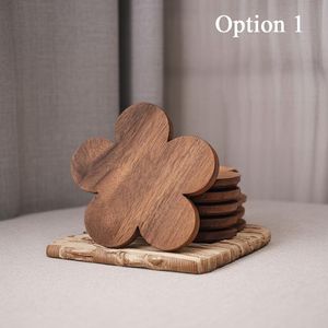 Flower design simple coaster with acacia wooden handmade tea coaster <b>table</b> ware restaurant by TIMELESS CRAFT - Product Image 5