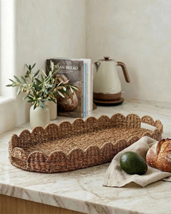 Plateau de service en jonc de mer naturel fait main, plateau décoratif de forme ovale fabriqué au Vietnam au meilleur prix - Product Image 3