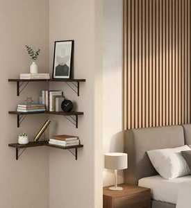 Wood Floating Wall <b>Shelves</b> Heavy Duty Timber Storage Display Ledge Board Living Room Mounted Bookshelf Organizer Rack <b>Adjustable</b> - Product Image 5